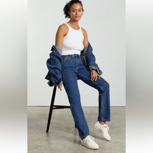Everlane SZ 8 Classic Mid Rise Cotton Denim Straight Leg Blue Everbody Jeans NEW